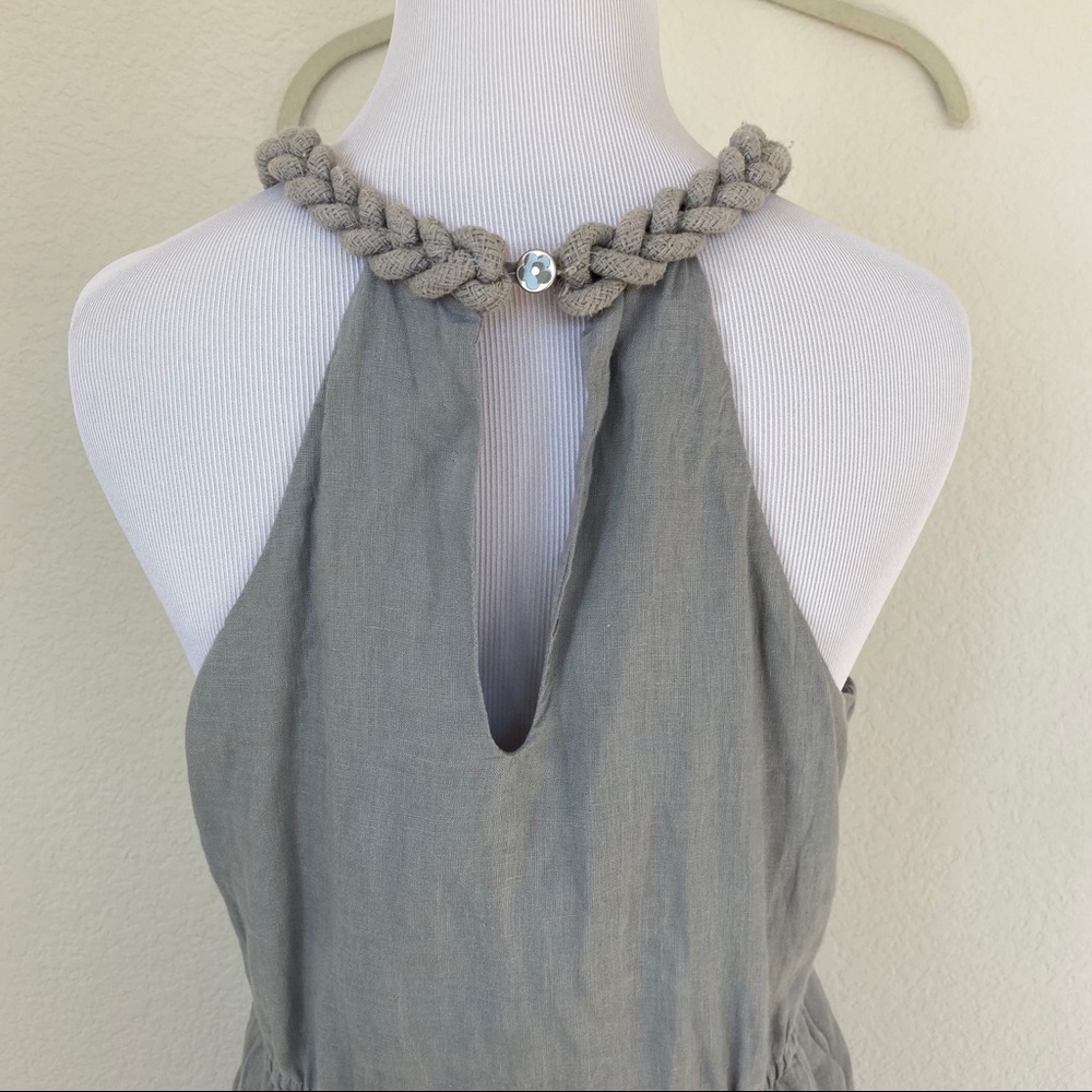 Calypso St. Barth Gray Braid Linen Halter Dress - Picture 4 of 5
